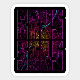 Brussels, Belgium City Map Typography - Neon Sticker